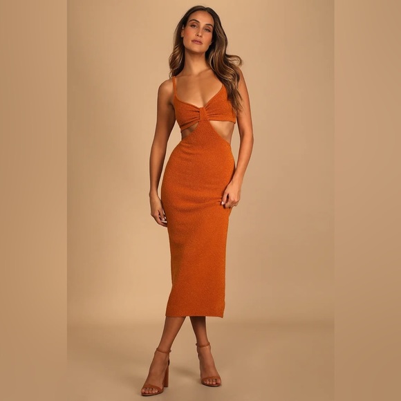 Lulus Dresses & Skirts - Lulu’s cutout midi dress in orange